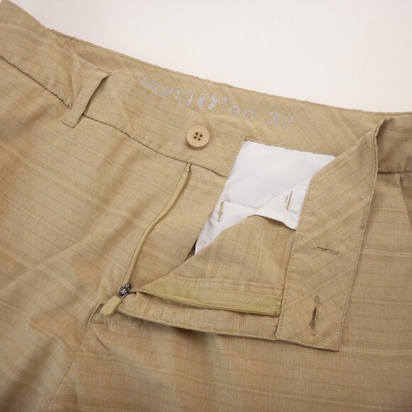 Hang Ten Men's Size 32 Tan Hybrid Board Shorts Flat Front Zip Pockets - Picture 7 of 10